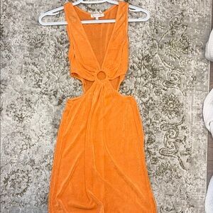 Olivaceous Orange Cut Out Tie Front Mini Dress